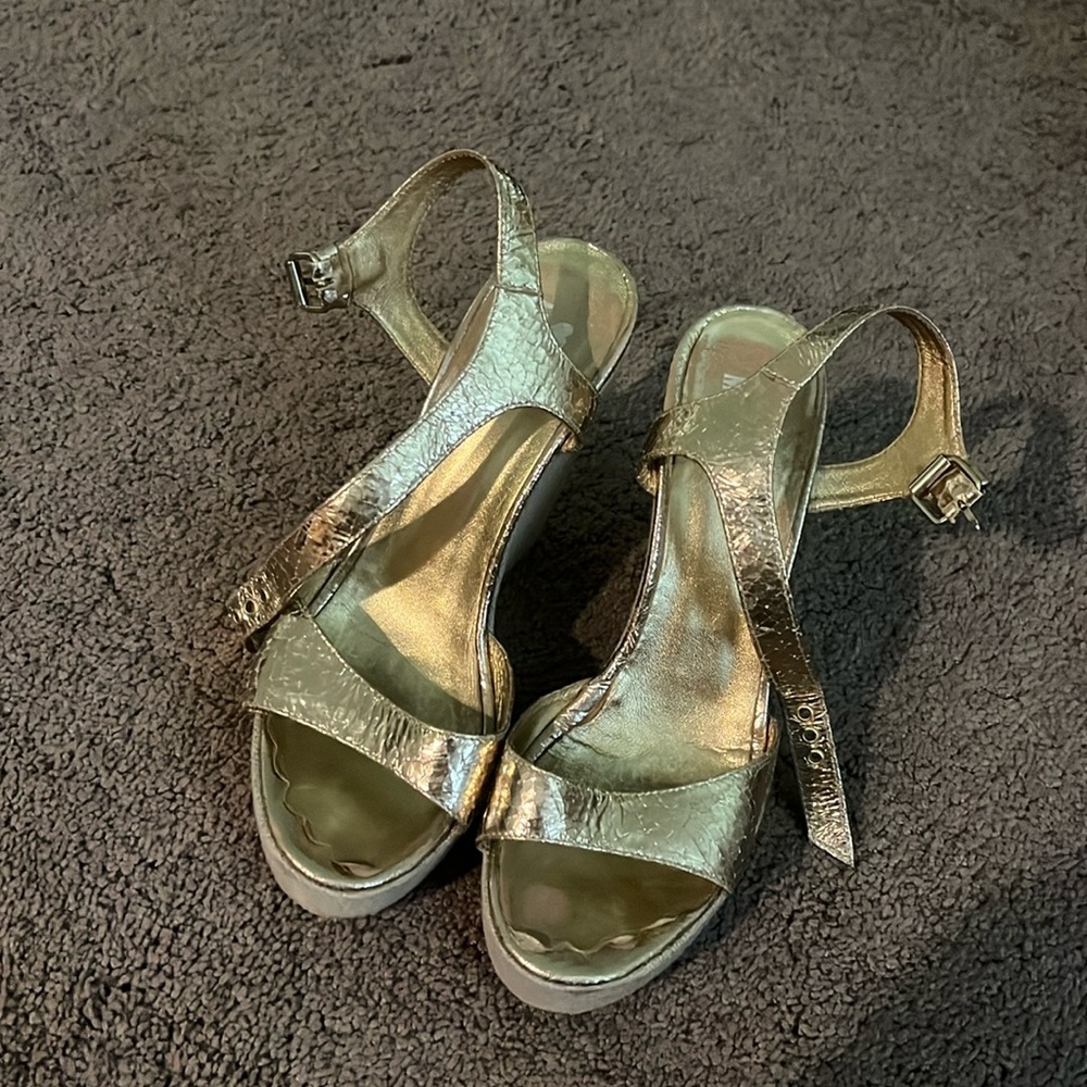 Moschino Gold Metallic Wedges